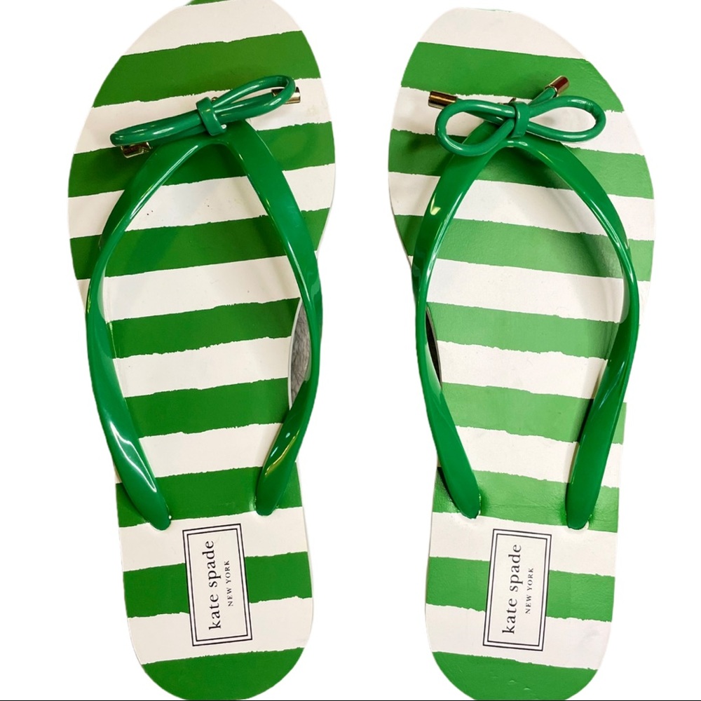 Size 9 NWOT Kate Spade Nova Green/White Flip Flops